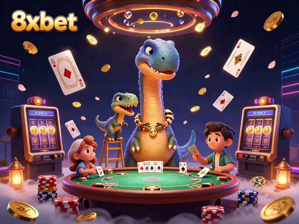 Experience vibrant gaming action with 8xbet's dynamic casino scene showcasing fun characters and exciting elements.