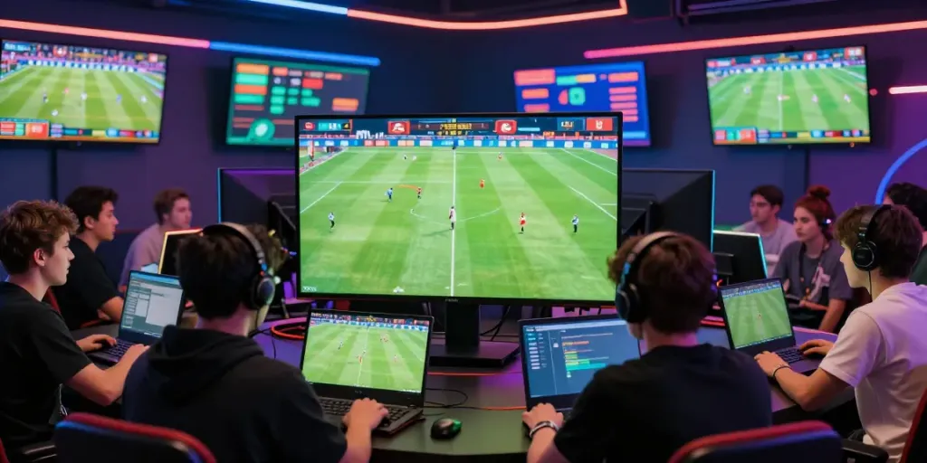 Exciting online gaming atmosphere at https://nbet.group/ with diverse players engaged in sports betting.