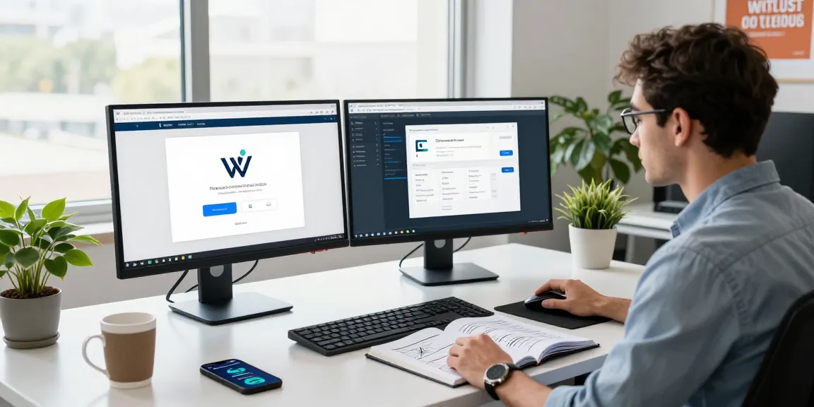 WPS Download interface displayed on dual monitors in a modern office workspace.